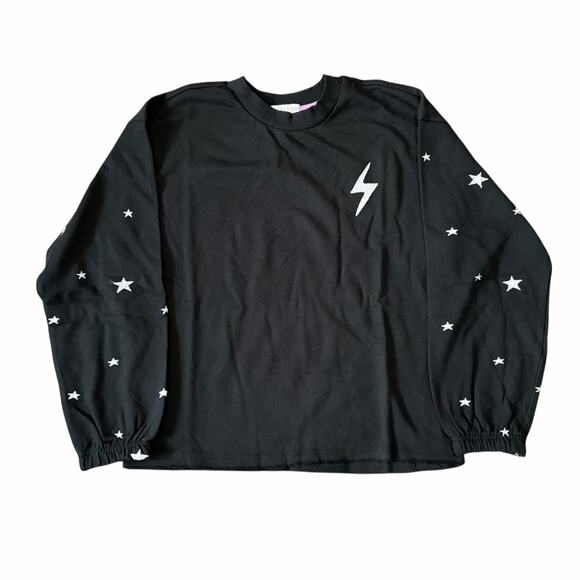 P.J. Salvage Women's Daily Doodle Pajama Top XS Black Embroidered Stars NWT - Picture 2 of 9
